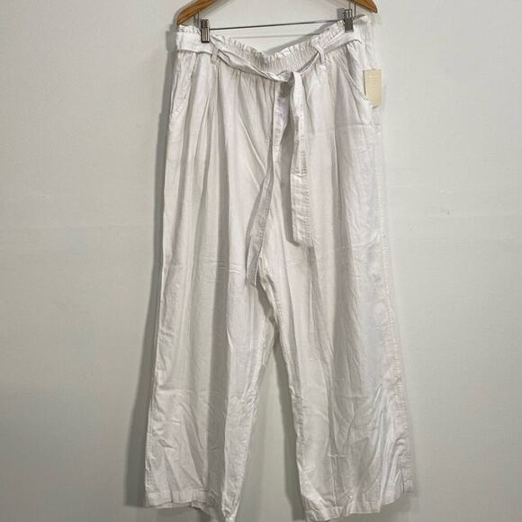 Nurture by Westbound 1Xs Pants Linen Rayon White - Picture 1 of 10